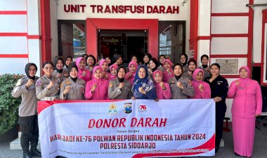 Sambut-HUT-Ke-76,-Polwan-Polresta-Sidoarjo-Donorkan-Darah